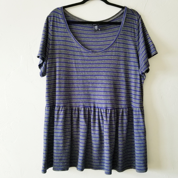 Torrid Metallic Glitter Striped Peplum Top Size 3 - Picture 2 of 7